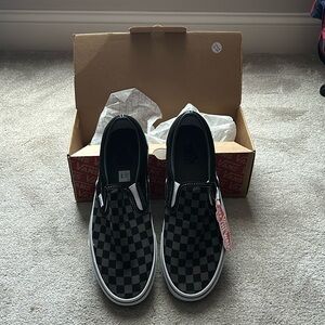 Size 11 Grey and Black checker pattern Vans. Brand New!